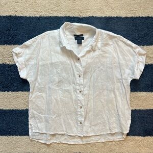 Linen Short-Sleeve Button Shirt Size Medium